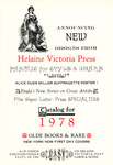 Columbia at top of cover announces, “New Designs from Helaine Victoria Press.” Letterpress lines in different type faces and ornaments. See Resources for full description.