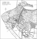 A map depicting an urban plan for Zanzibar Town.