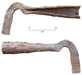 Two photographs of broken farmers’ tool.