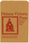 One of many brown paper bags Helaine Victoria printed. This one in red has Columbia framed with a piece border, the press name, and the address for the Women’s History Shop.