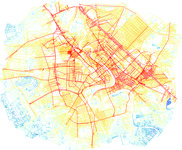 Colored rendering of the dual structure in the segment map of Baghdad.