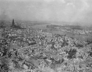 Allied bombing raids destroyed much of Cologne.