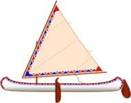 Lateen sail design illustration by Todd Bradshaw for an Old Town wood-and-canvas canoe.