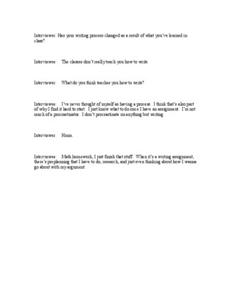 Transcript for audio clip from exit interview with non-minor Grace, as discussed in chapter 7.