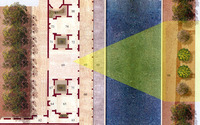 Artist’s rendition of sight lines from Room 69 of Villa A Oplontis to the center of the sculptural display.