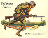 The Old Town Canoe Company celebrated the end of the First World War in 1919 with a military-themed catalog cover.