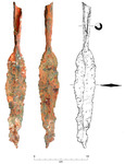 Photograph and drawing of iron spear.