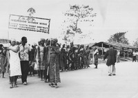 Fig. 4: Photograph of A KNDP women's-wing march, early 1960s. The CWI would become the de facto KNDP women's wing by 1962.