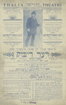 Newspaper-style theater advertisement with a black-and-white photograph of a well-dressed man wearing a hat