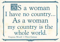 Woolf’s quote printed in Munder Venezian typeface with an ornamental capital A. A linotype border frames the words.