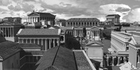 Virtual 3D reconstruction of the Forum Romanum and surrounding monuments viewed from the Arch of Titus.