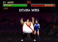 Character puffs up like balloon and bursts in Mortal Kombat II