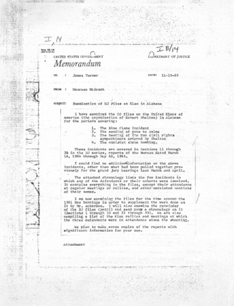 McGrath November 15, 1965 Memorandum.