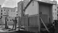 Photograph of a newly constructed sentry box with surveillance infrastructures.