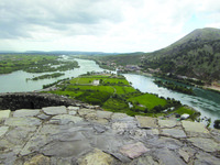 Panoramic view of the Drin River and the Buna River, downstream from Shkodër Lake