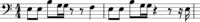 Example 4. Two measures of music in bass clef (single line)