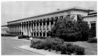 The Ford Engineering Laboratories Building (above), and the Fords and Lelands at the Lincoln plant, February, 1922. Left to right, Henry M. Leland, Blanche (Mrs. Wilfred C.) Leland, Wilfred C. Leland, Mrs. Edsel Ford, Edsel Ford, Clara Ford, Henry Ford.