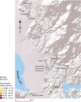 Map showing density of Early Modern pottery found at sites east of Shkodër Lake.