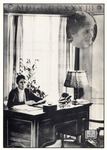 Massee sits at her deck holding a letter, a large window with full-length curtains behind. Lamp on the table. Inset oval portrait at the top. WWLW logo in the lower corner.