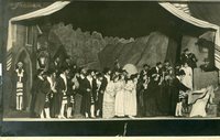 Black-and-white photograph of a wedding scene.