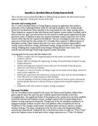 A detailed description of the learning goals/objectives, course requirements, and assessments, and course calendar for the Minor in Writing at the Sweetland Center for Writing.