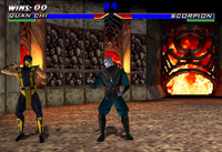 Two 3D-rendered characters fight in Mortal Kombat 4