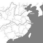 Map of China, showing Beijing in the north, Qingdao in the northeast, Shanghai in the east, and Hong Kong in the south.