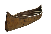A color photograph of an Algonquin bark canoe.