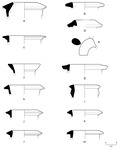 Sketches (a-m) of 13 pieces of pottery from Kullaj.