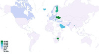 Figure 20. Worldwide, the percent of cabinet members aged 35 years or under was three percent in 2019