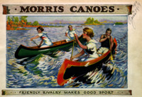 Several women paddle canoes.