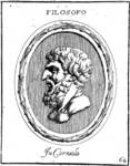 Engraved gem with the bust of Epicurus.