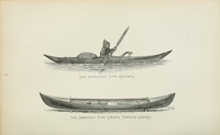 Maria Theresa canoe, as illustrated by Nathaniel Bishop in his Voyage of the Paper Canoe, published in 1878. Bishop paddled 2,500 miles in Maria Theresa.