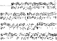 Image of score excerpt showing the first seven measures of Les Sauvages.