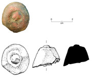 Photograph and drawing of possible phallus fragment.