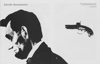 Fig. 7. Image of Lincoln and derringer pistol from the Yale Repertory Theatre program for The America Play, Billy Rose Theatre Division, New York Public Library for the Performing Arts, Astor, Lenox, and Tilden Foundations. (Courtesy of the Yale Repertory Theatre and the Meserve Kunhardt Foundation.)