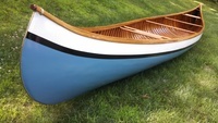 A Gerrish canoe, ca. 1900, serial number 1772, restored by Zachary Smith. Note the reed wrapping at the end of the gunwales, which was a Gerrish feature.