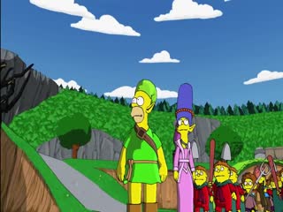 A video trailer for The Simpsons Game from 2007, parodying EverQuest video game trailers, depicting various Simpsons characters in a fantasy world fighting dragons and magical creatures.