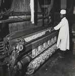Blanket being woven at Kano textile mill.