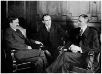 Harvey Firestone, C. Harold Wills, and Henry Ford in consultation.