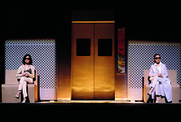 Jing (Hsiao Ai), left, and her alter ego, Other Woman (Ismene Ting), right, seated in a subway car in Hong Kong.