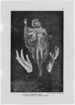 The 1924 black and white photograph by Germaine Krull represents the creative power of the dollmaker Lotte Pritzel’s hands. Here one of her wax dolls stands on a plinth, with a giant, upraised hand on either side. A lithe female dancer, partially wrapped in gauze, with a crown of flowers on her head and a lace of flowers around her neck, surrenders herself to the rhythm of the music: eyes shut, a look of ecstasy on her face, head tilted to the left and both arms raised, she seems caught in her own world, oblivious and indifferent to the viewer. The pair of human hands – presumably the doll maker’s own – open around her, seeming to form a protective gesture while echoing the figurine’s own open hands.