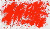 Large and messy red calligraphic text on a white background.