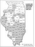 A map of Illinois counties, showing that most central and southern Illinois counties have adopted Second Amendment “sanctuary” status or similar resolutions.