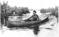 Frederic Remington illustration of a Rushton American Traveling Canoe.