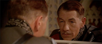 Fig. 17. A frame still of Ian McKellen as Richard III, reflected in a restroom mirror, in Richard Loncraine’s 1995 film of Richard III.