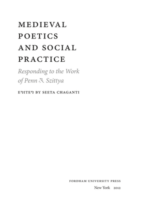 Cover image for Medieval Poetics and Social Practice: Responding to the Work of Penn R. Szittya