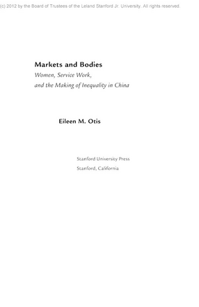 Cover image for Markets and bodies: women, service work, and the making of inequality in China
