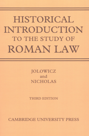 Cover image for Historical introduction to the study of Roman law