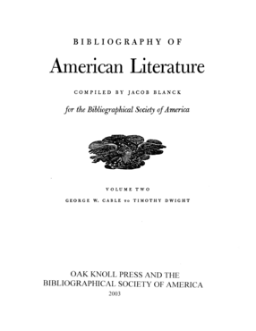 Cover image for Bibliography of American Literature Vol. 2: George W. Cable to Timothy Dwight